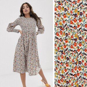 Never Fully Dressed Shirred Floral Midi Dress Size Small 23108